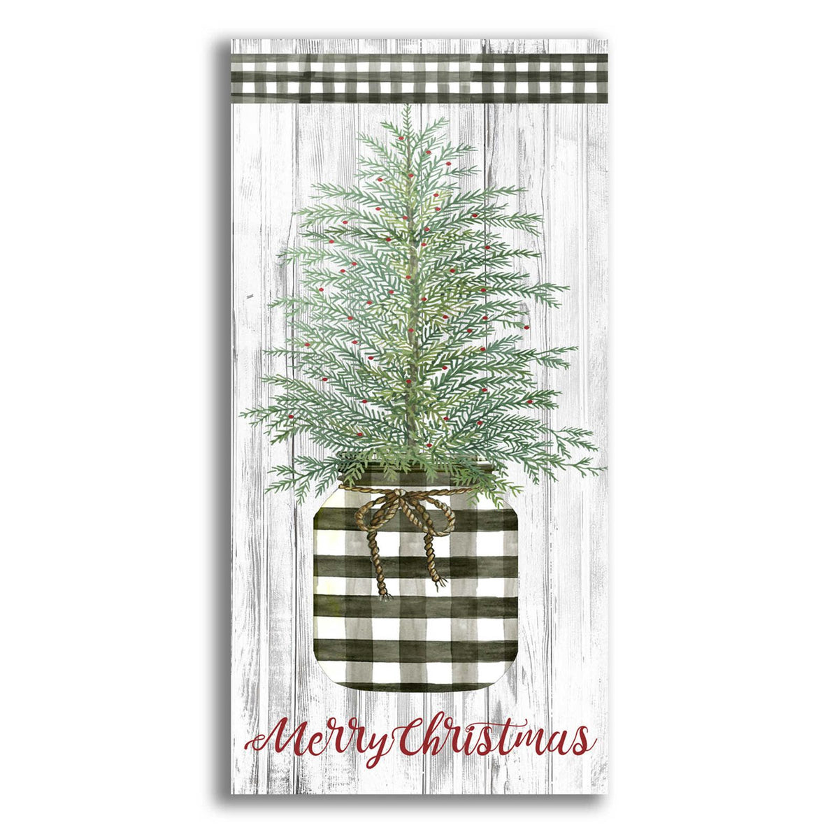 Merry Christmas Buffalo Plaid Jar & Tree by Cindy Jacobs acrylic glass wall art
