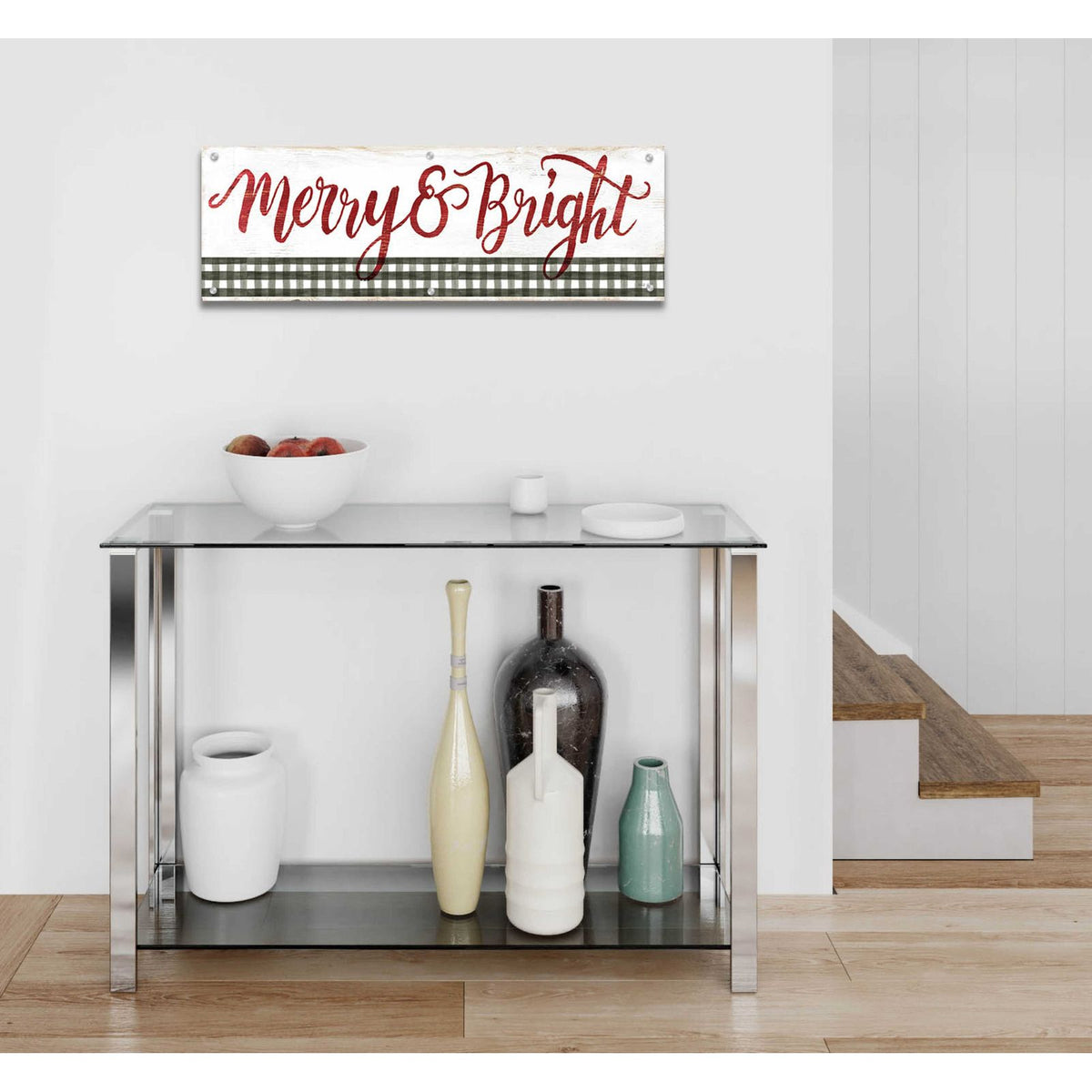 Merry & Bright Gingham by Cindy Jacobs - 36x12 acrylic wall art in a room