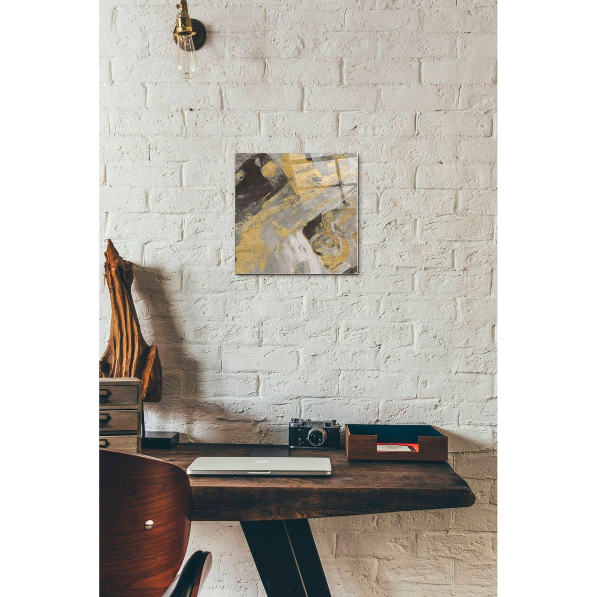 Moab Gold and Black by Albena Hristova - 12x12 acrylic wall art in a room