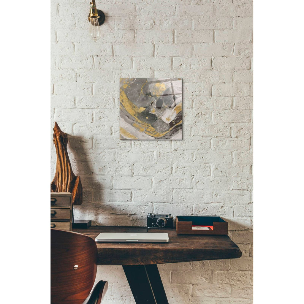 Arroyo Gold and Black by Albena Hristova - 12x12 acrylic wall art in a room