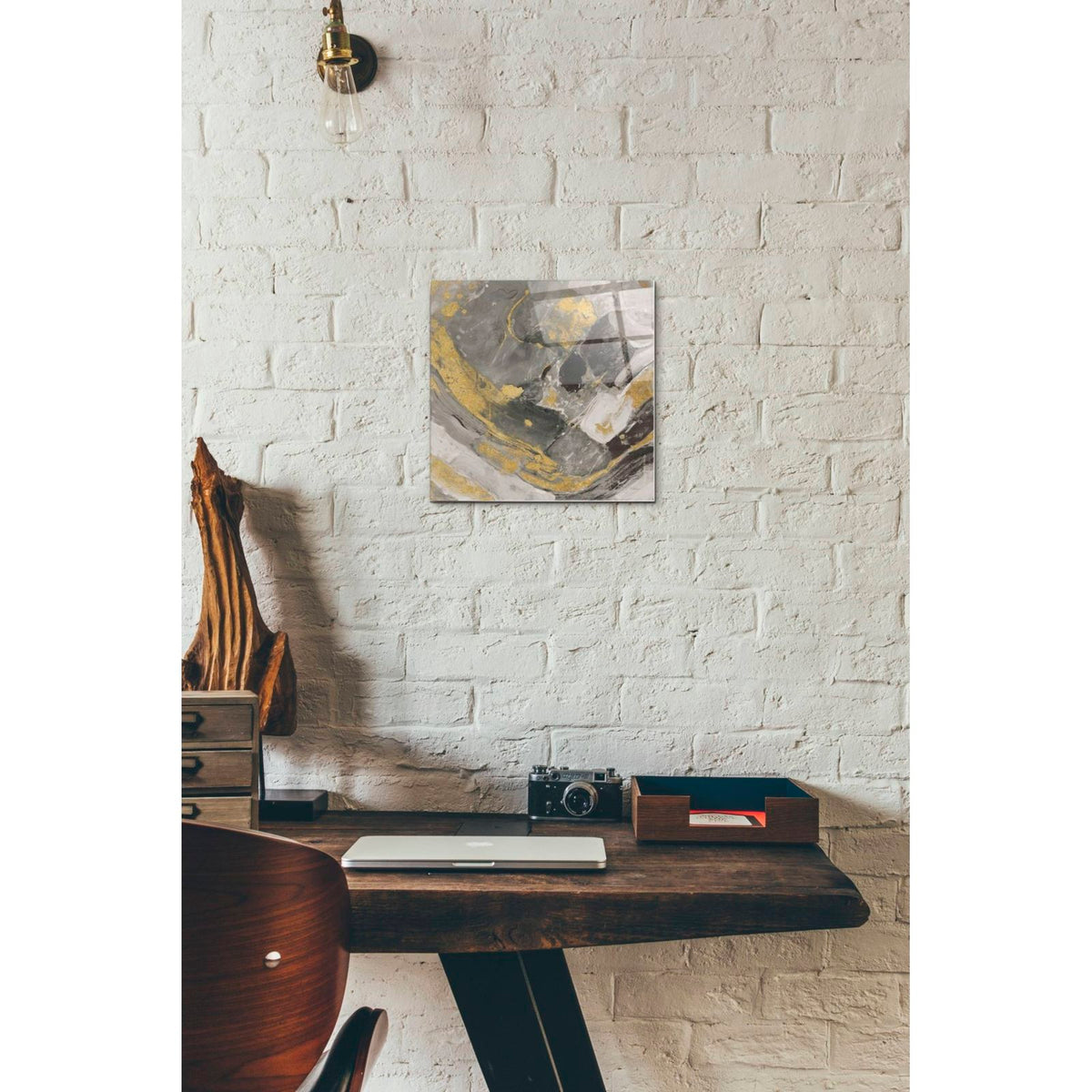 Arroyo Gold and Black by Albena Hristova - 12x12 acrylic wall art in a room