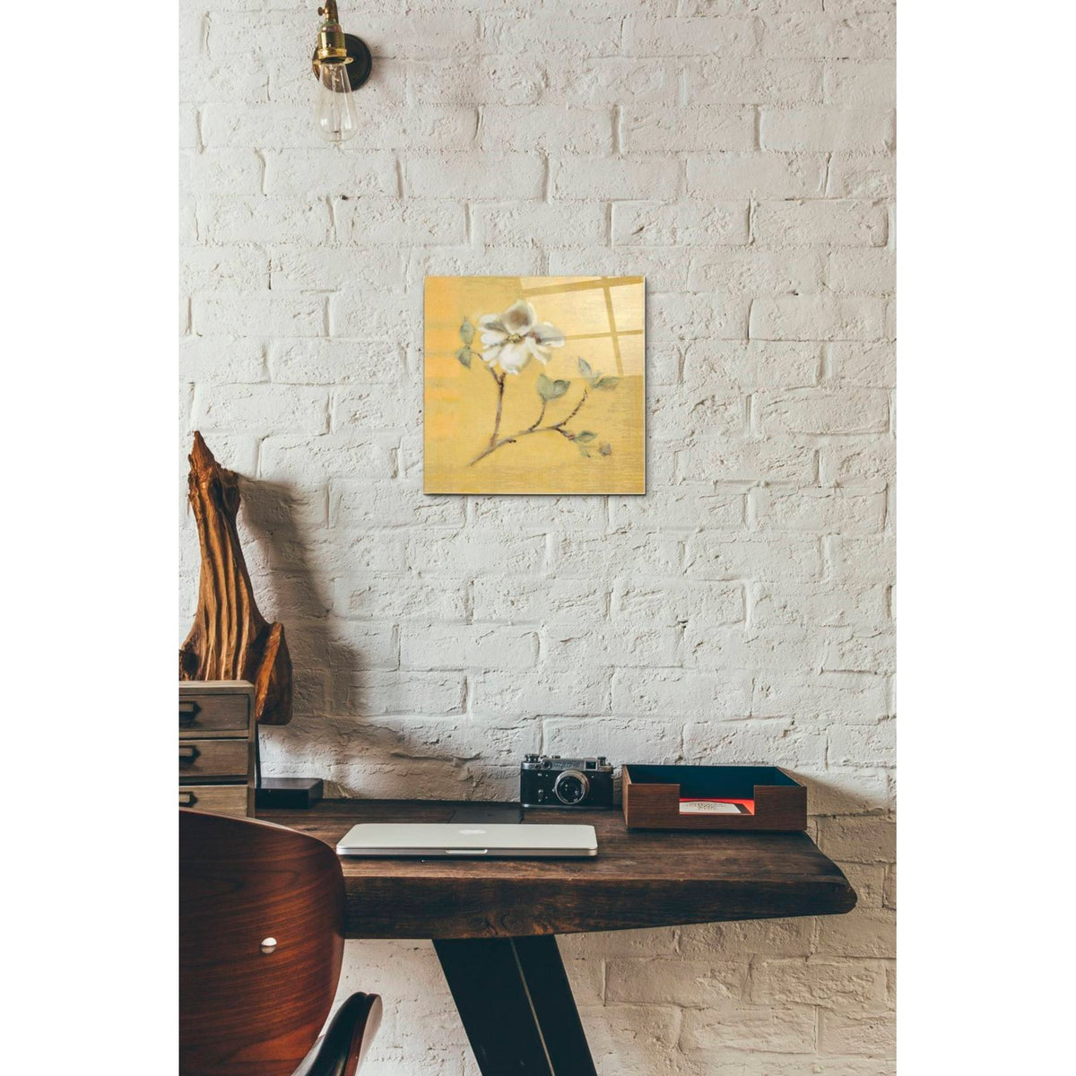 Dogwood Blossom on Gold by Cheri Blum - 12x12 acrylic wall art in a room