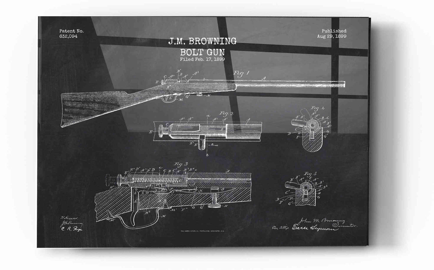 Epic Art 'Rifle Blueprint Patent Chalkboard' Acrylic Glass Wall Art,12x16