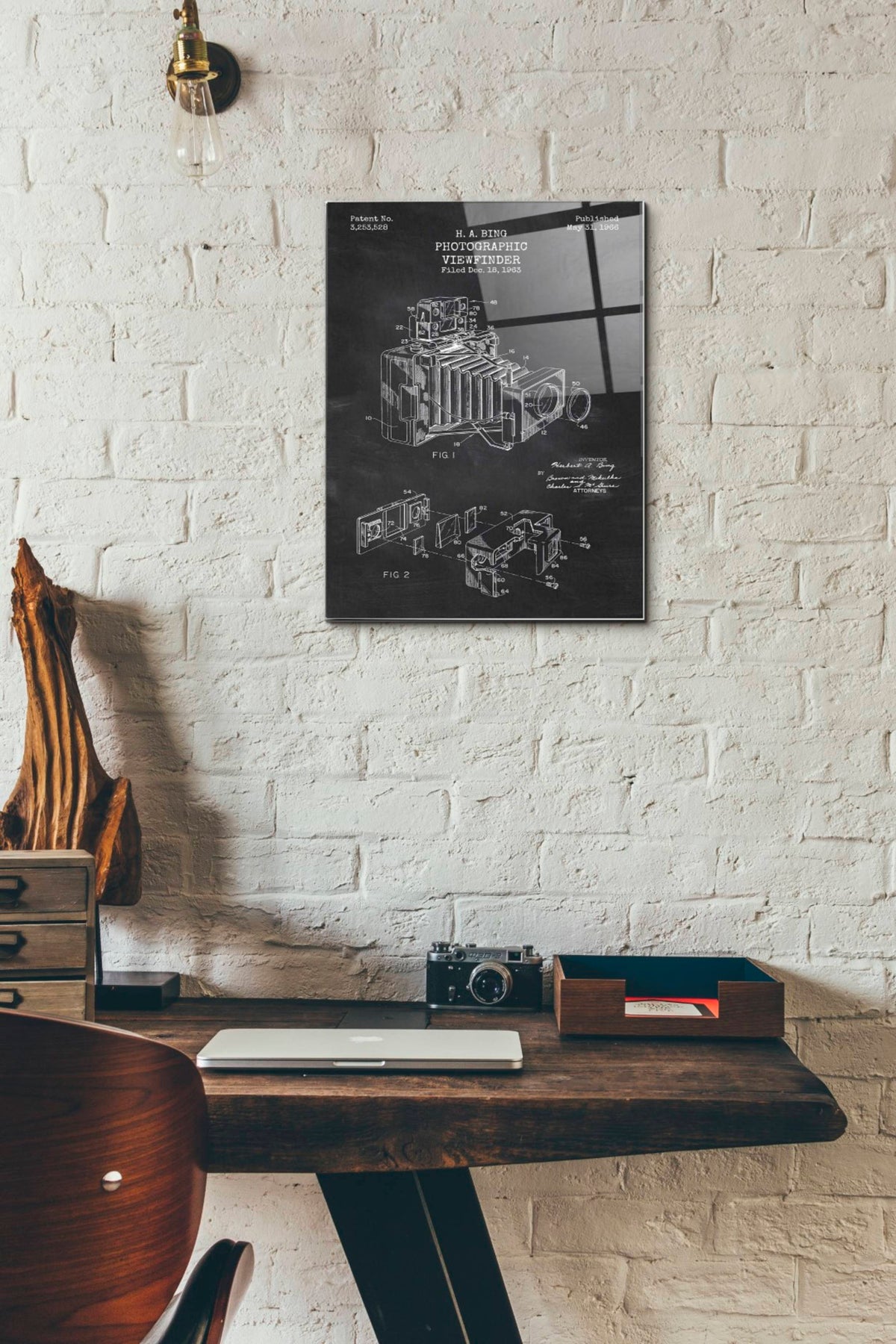 Epic Art 'Photographic Viewfinder Blueprint Patent Chalkboard' Acrylic Glass Wall Art,12x16