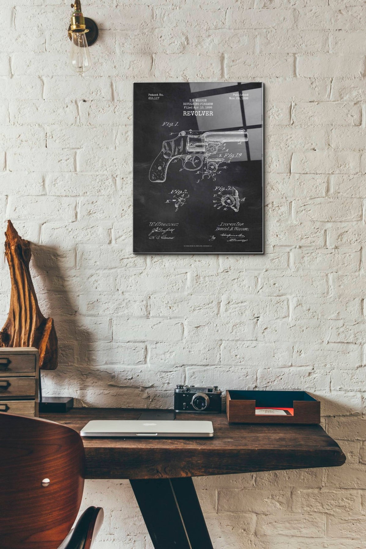 Epic Art 'Revolver Blueprint Patent Chalkboard' Acrylic Glass Wall Art,12x16