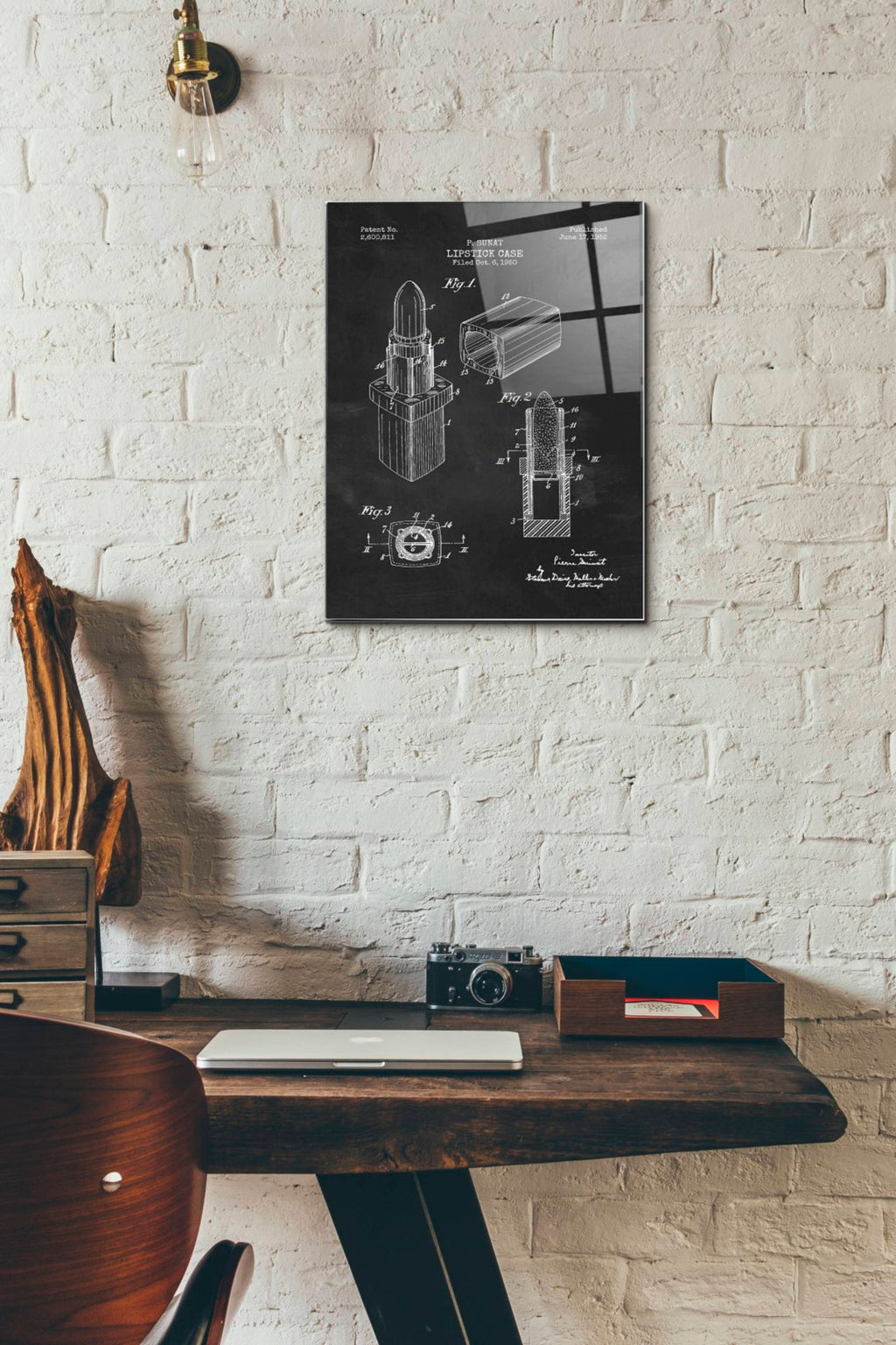 Epic Art 'Lipstick Case Blueprint Chalkboard Patent' Acrylic Glass Wall Art,12x16