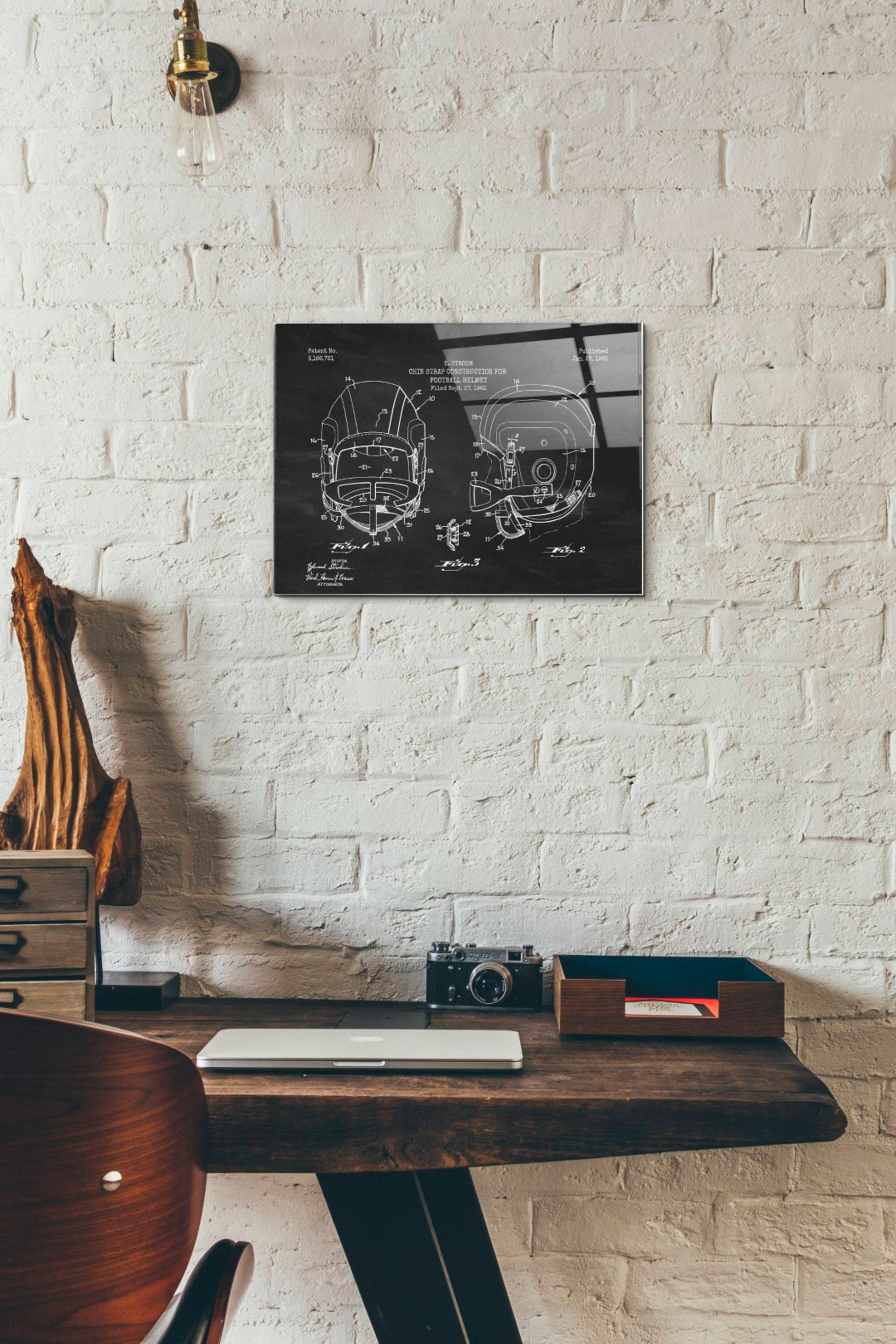 chalkboard football helmet Epic Art 'Modern Football Helmet Blueprint Chalkboard Patent' Acrylic Glass Wall Art – EpicArt.com