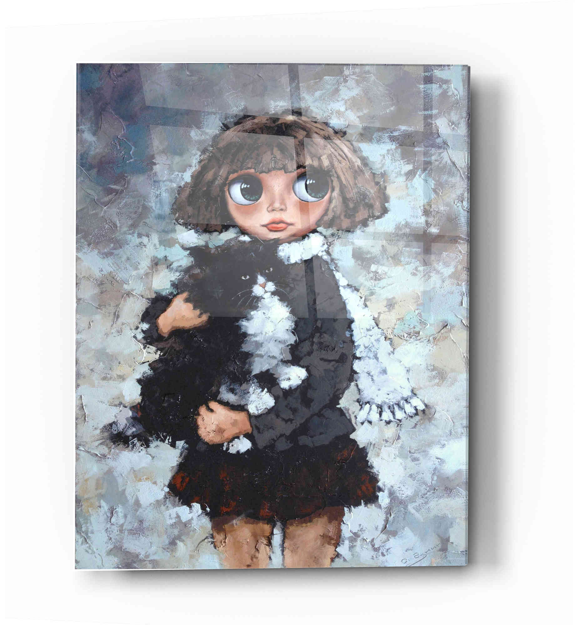 Epic Art 'Girl With Cat' by Alexander Gunin, Acrylic Glass Wall Art,12x16