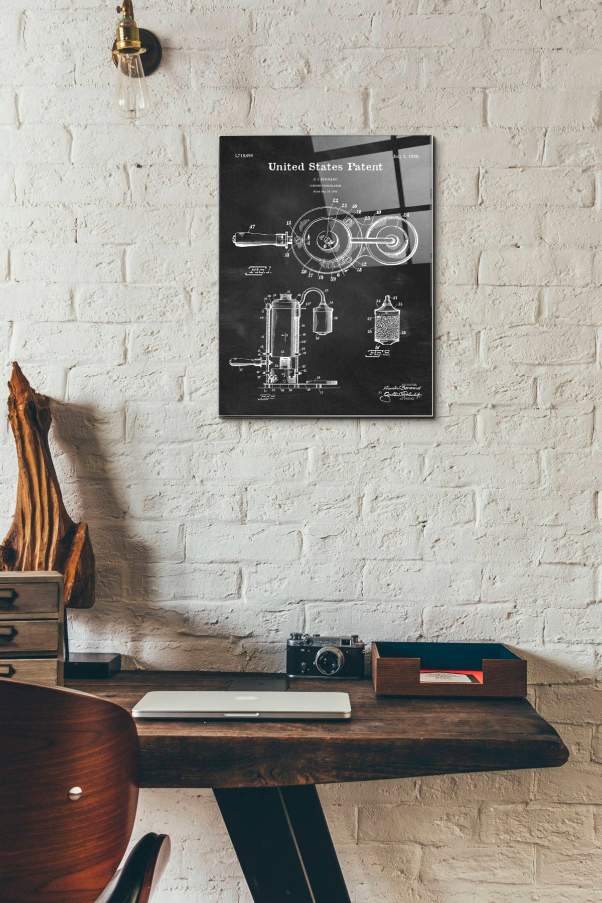 Epic Art 'Coffee Percolator Blueprint Patent Chalkboard' Acrylic Glass Wall Art,12x16