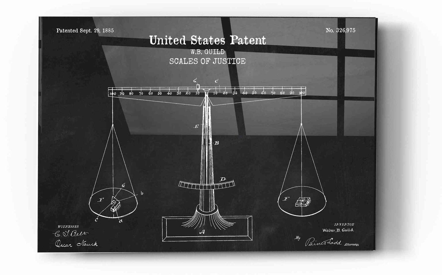 Epic Art 'Scales of Justice Blueprint Patent Chalkboard' Acrylic Glass Wall Art,12x16