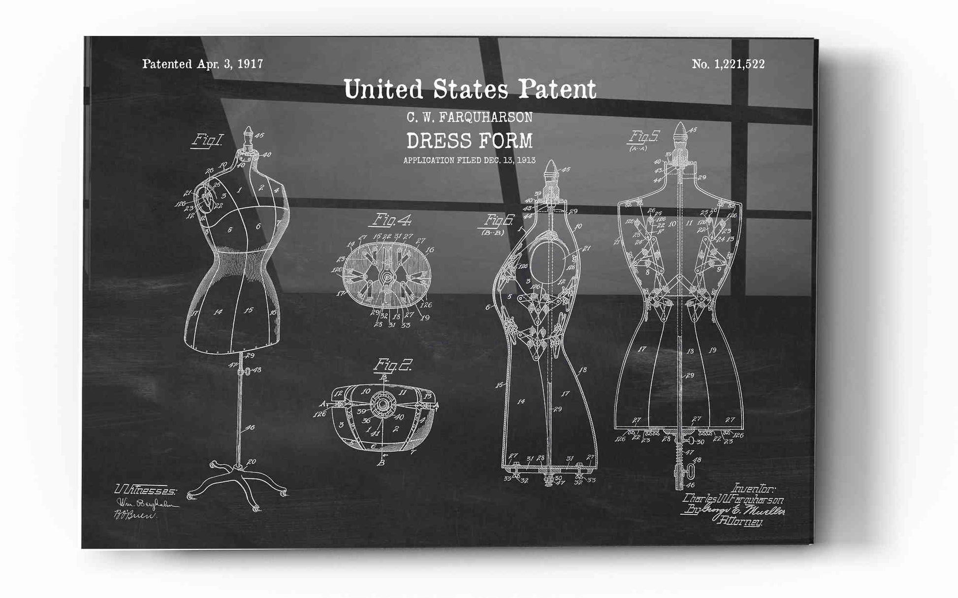 Epic Art 'Dress Form Blueprint Patent Chalkboard' Acrylic Glass Wall Art,12x16