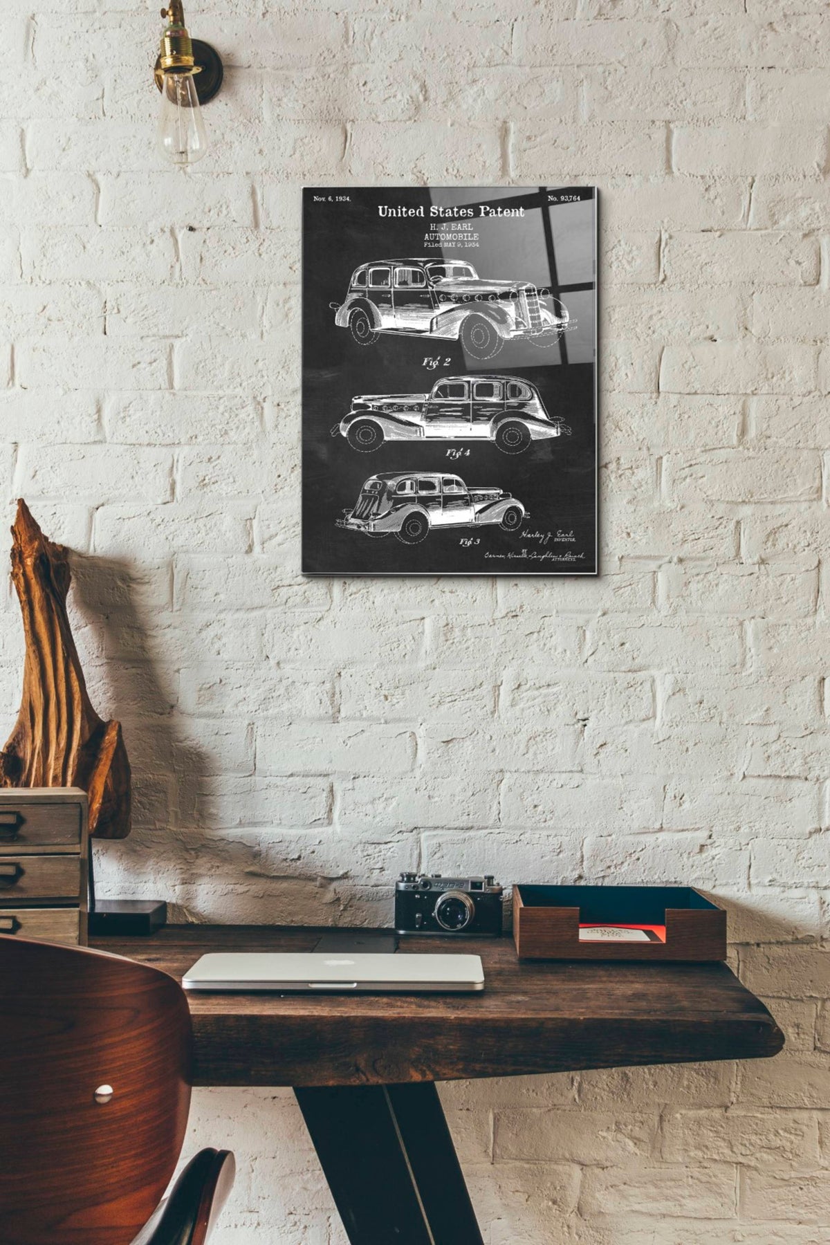 Epic Art 'Luxury Automobile Blueprint Patent Chalkboard' Acrylic Glass Wall Art,12x16