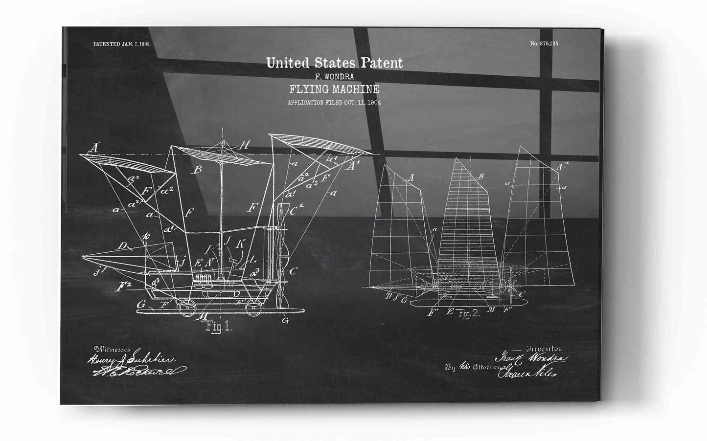 Epic Art 'Flying Machine, 1904 Blueprint Patent Chalkboard' Acrylic Glass Wall Art,12x16