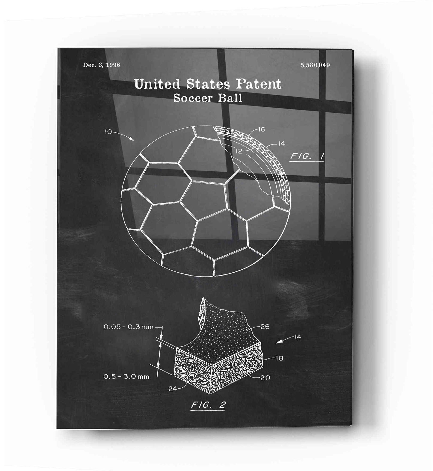 Epic Art 'Soccer Ball Blueprint Patent Chalkboard' Acrylic Glass Wall Art,12x16