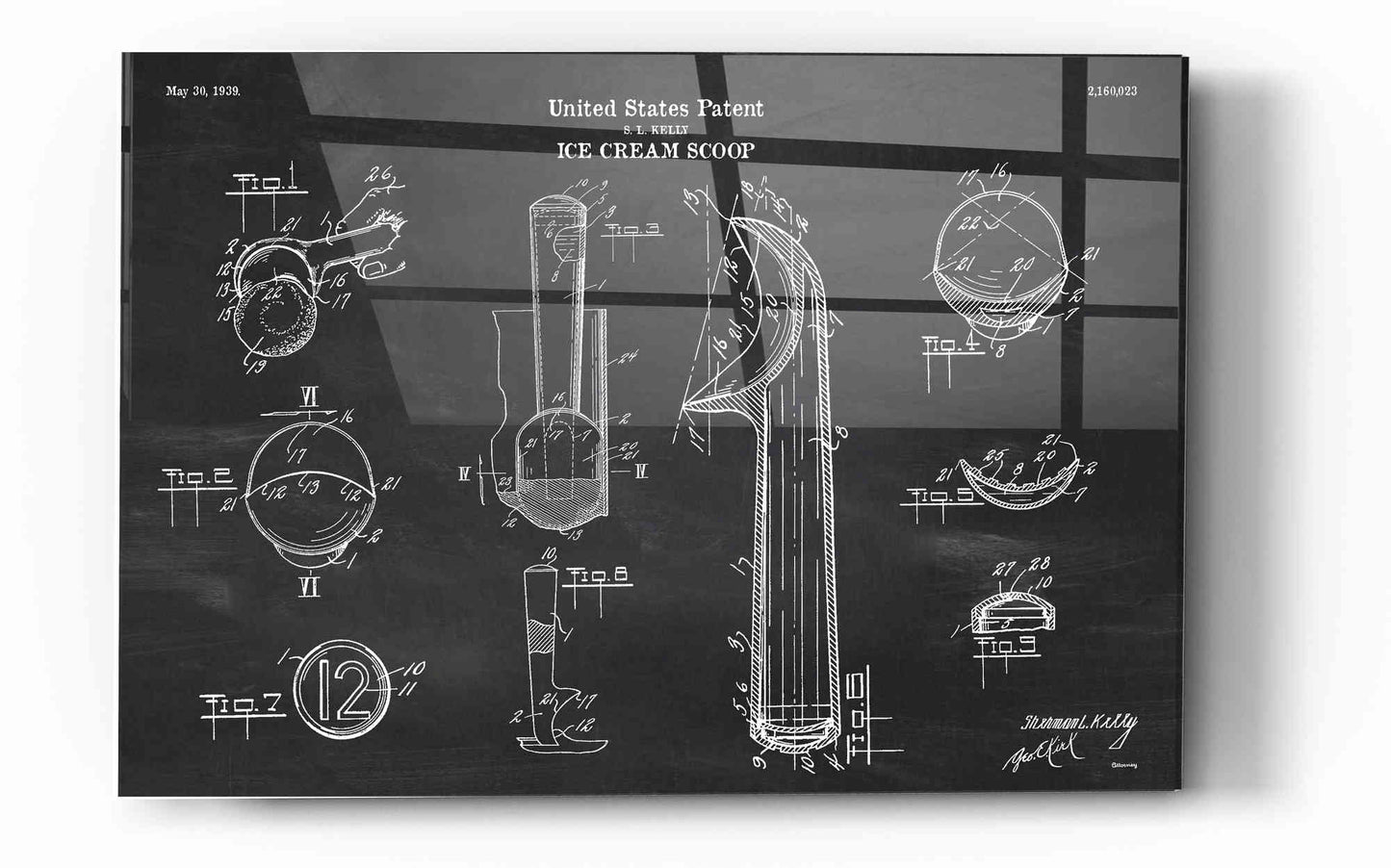 Epic Art 'Ice Cream Scoop Blueprint Patent Chalkboard' Acrylic Glass Wall Art,12x16