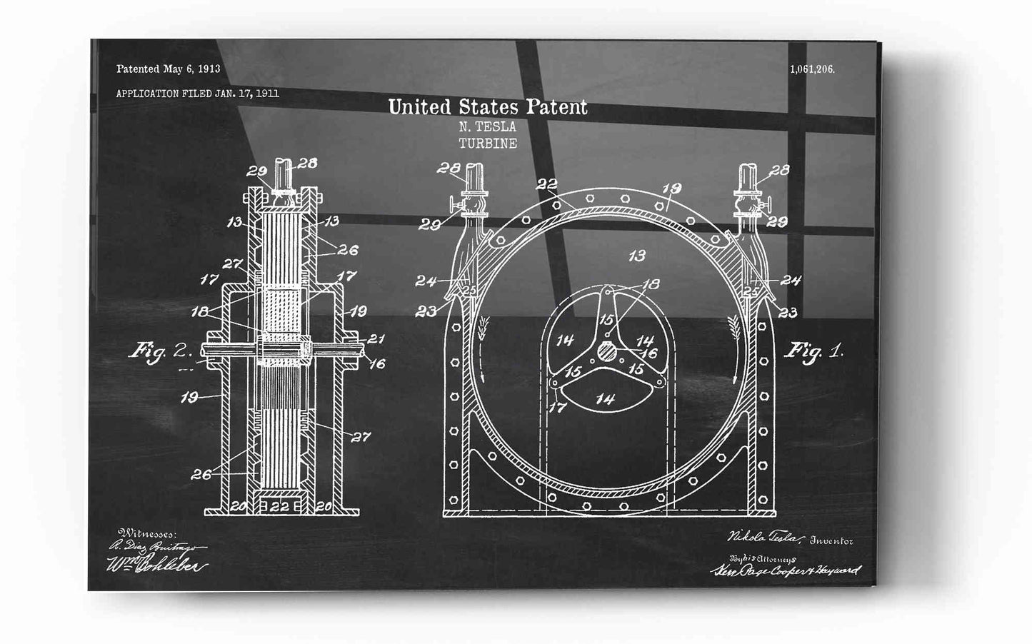 Epic Art 'Tesla Turbine Blueprint Patent Chalkboard' Acrylic Glass Wall Art,12x16