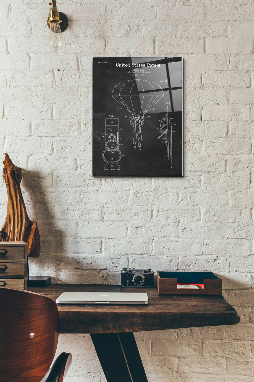 Epic Art 'Parachute Release Blueprint Patent Chalkboard' Acrylic Glass Wall Art,12x16