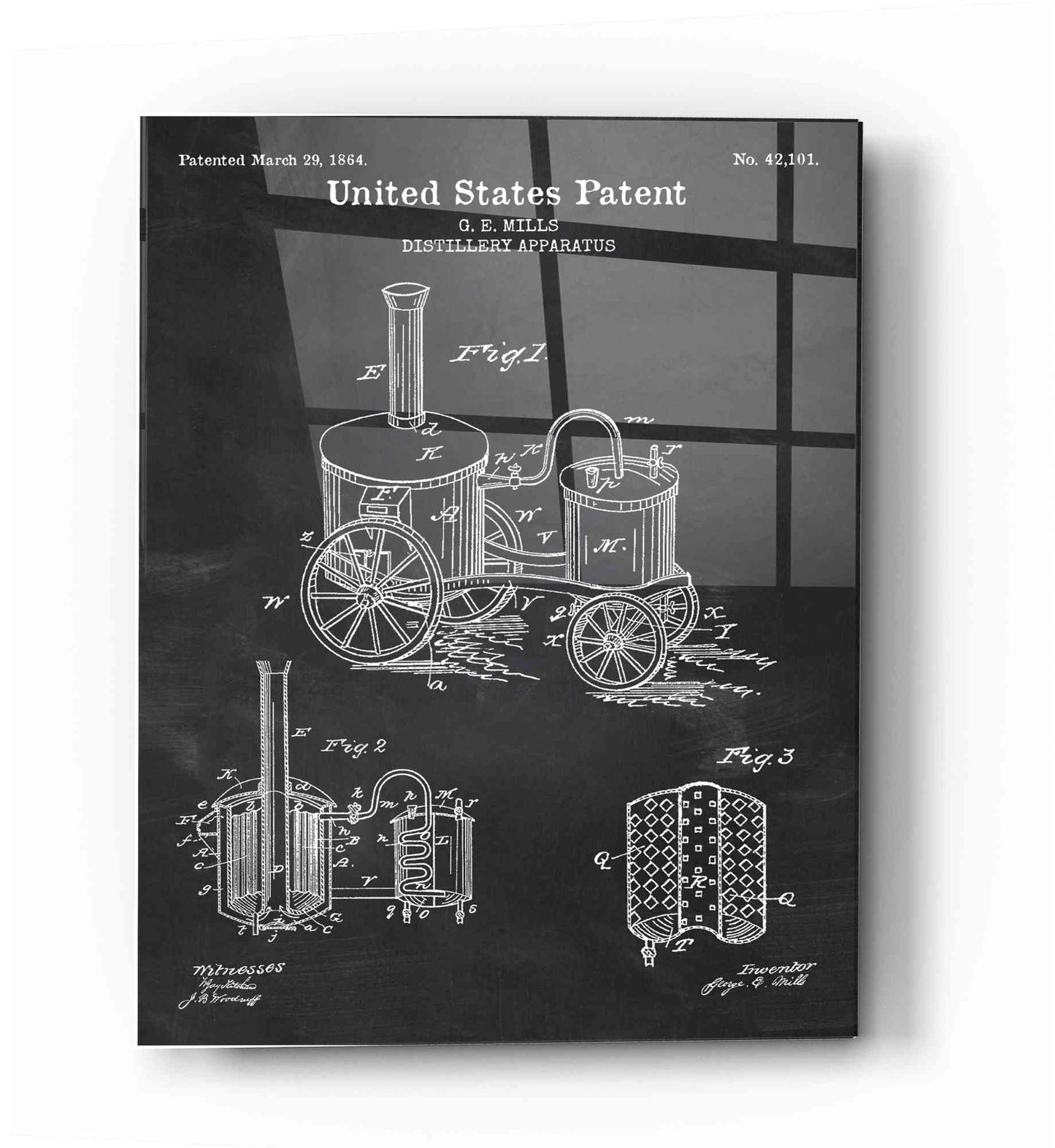 Epic Art 'Distillery Apparatus Blueprint Patent Chalkboard' Acrylic Glass Wall Art,12x16