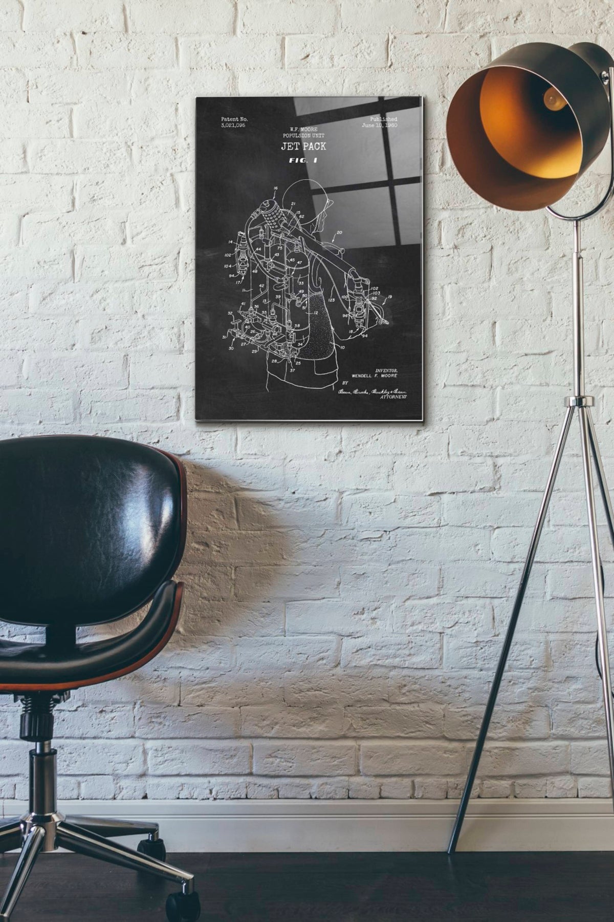 Epic Art 'Jet Pack Blueprint Patent Chalkboard' Acrylic Glass Wall Art,16x24
