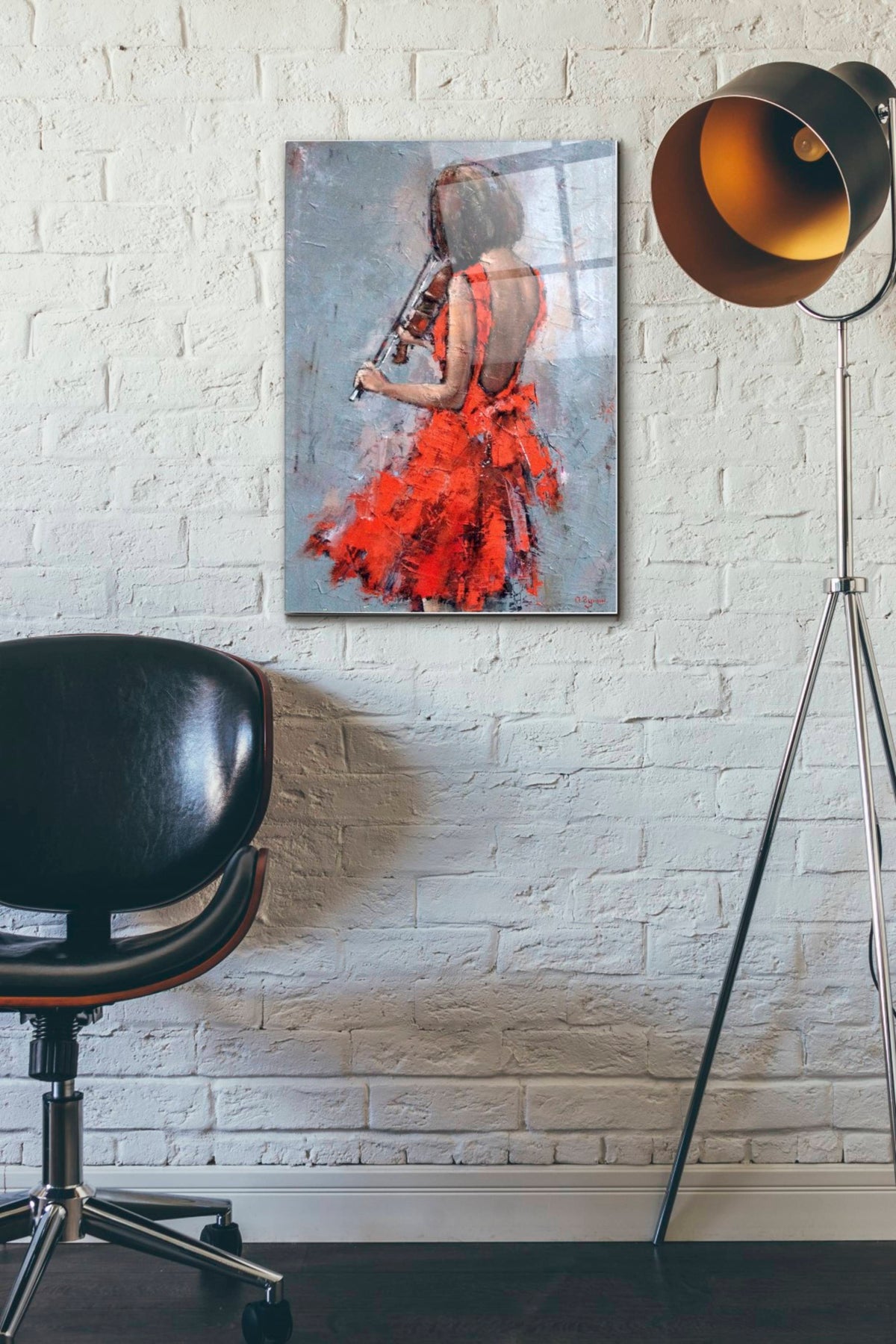 Epic Art 'Violinist in Red' by Alexander Gunin, Acrylic Glass Wall Art,16x24
