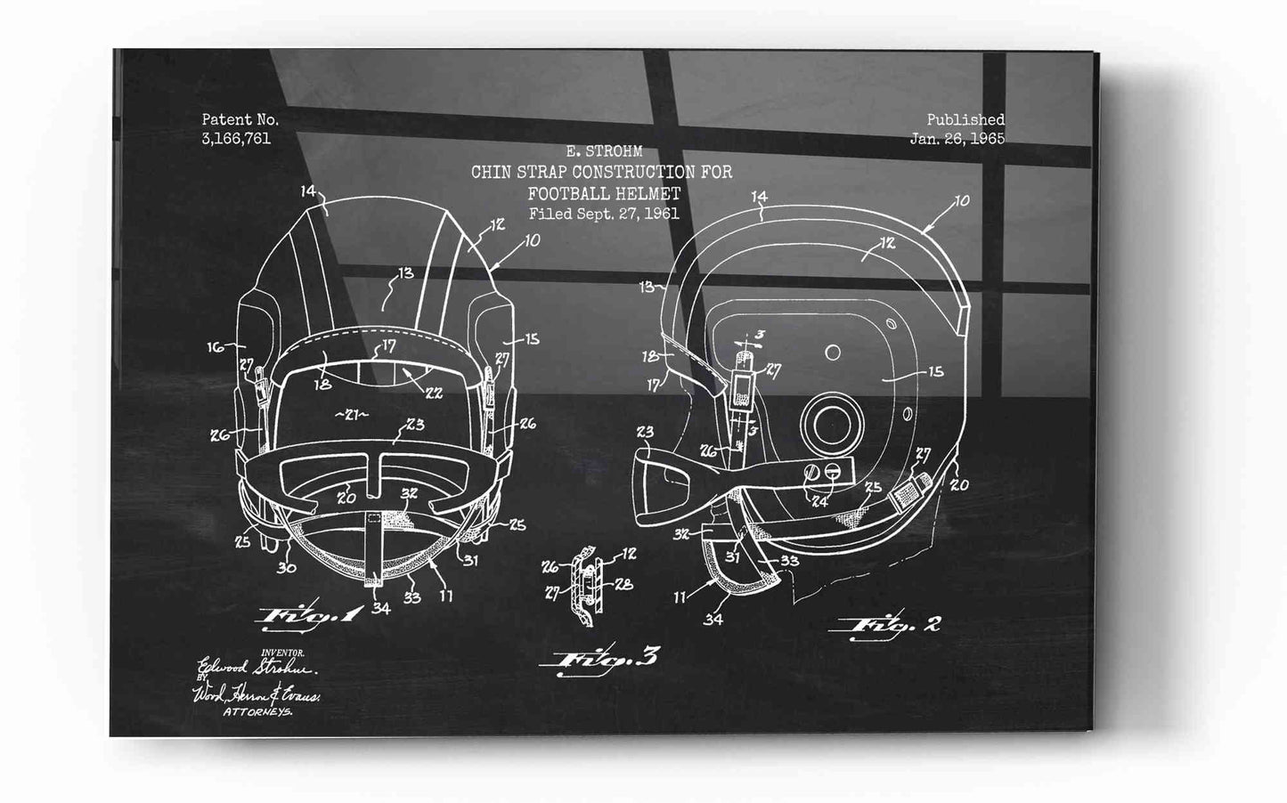 Epic Art 'Modern Football Helmet Blueprint Chalkboard Patent' Acrylic Glass Wall Art,16x24