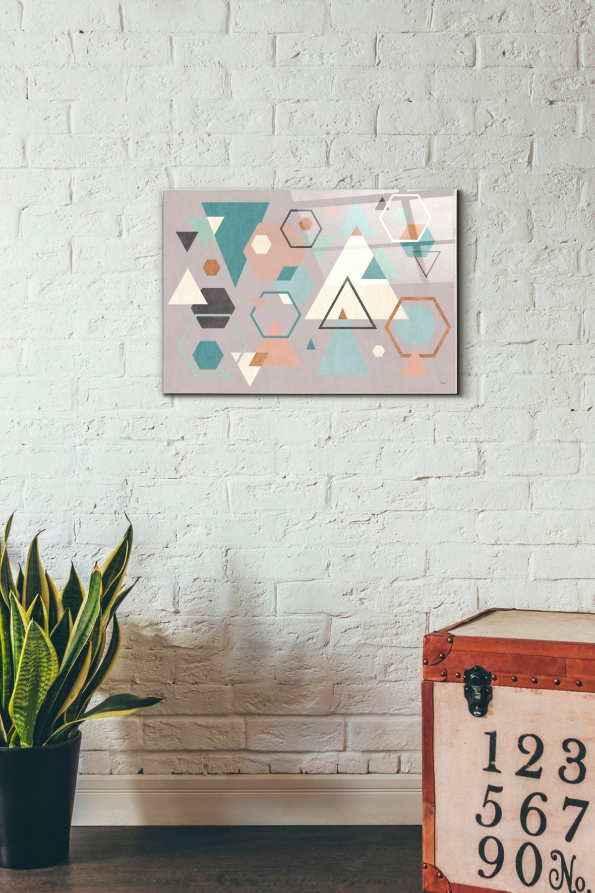 Epic Art 'Abstract Geo I Gray' by Veronique Charron, Acrylic Glass Wall Art,16x24