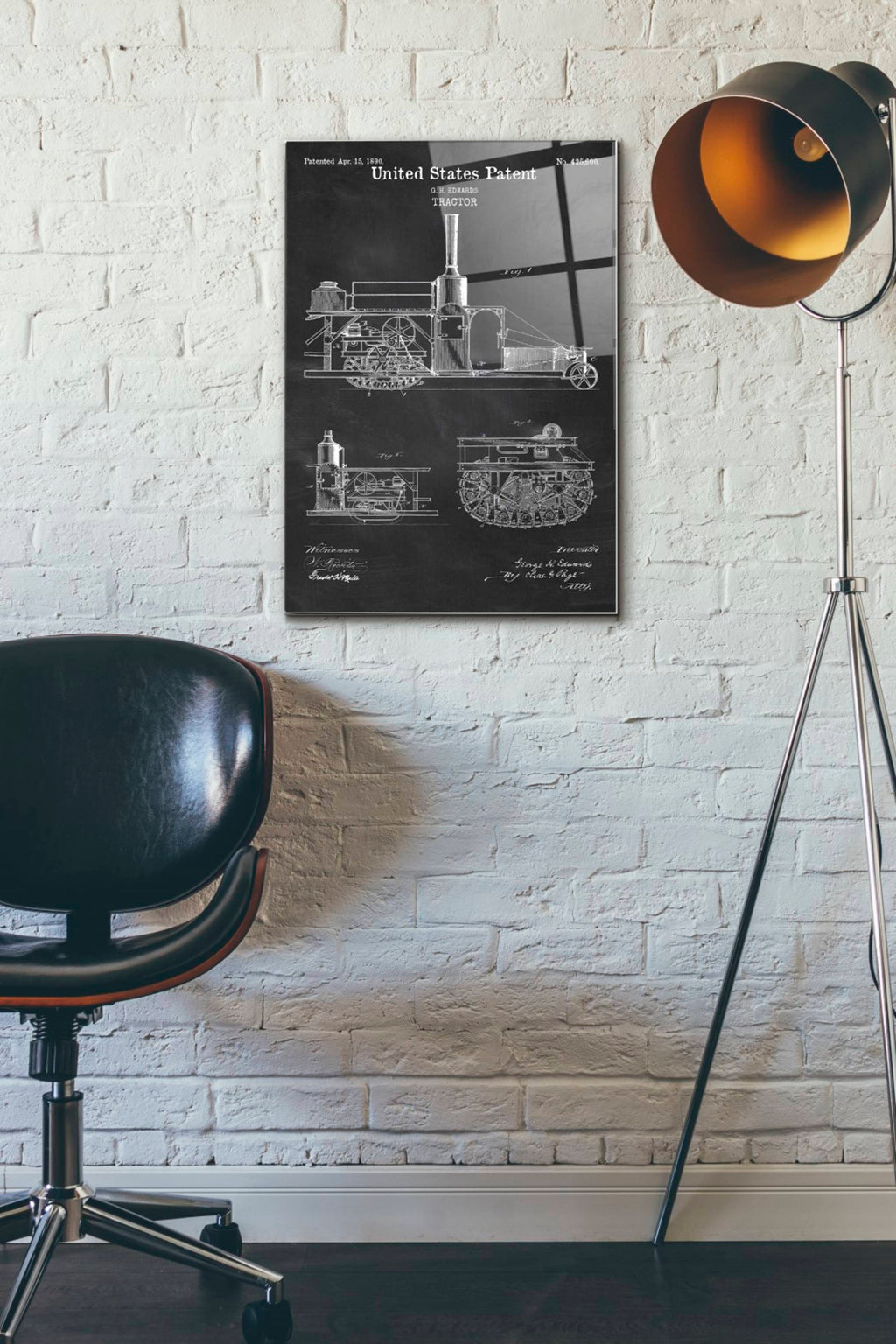 Epic Art 'Tractor Blueprint Patent Chalkboard' Acrylic Glass Wall Art,16x24