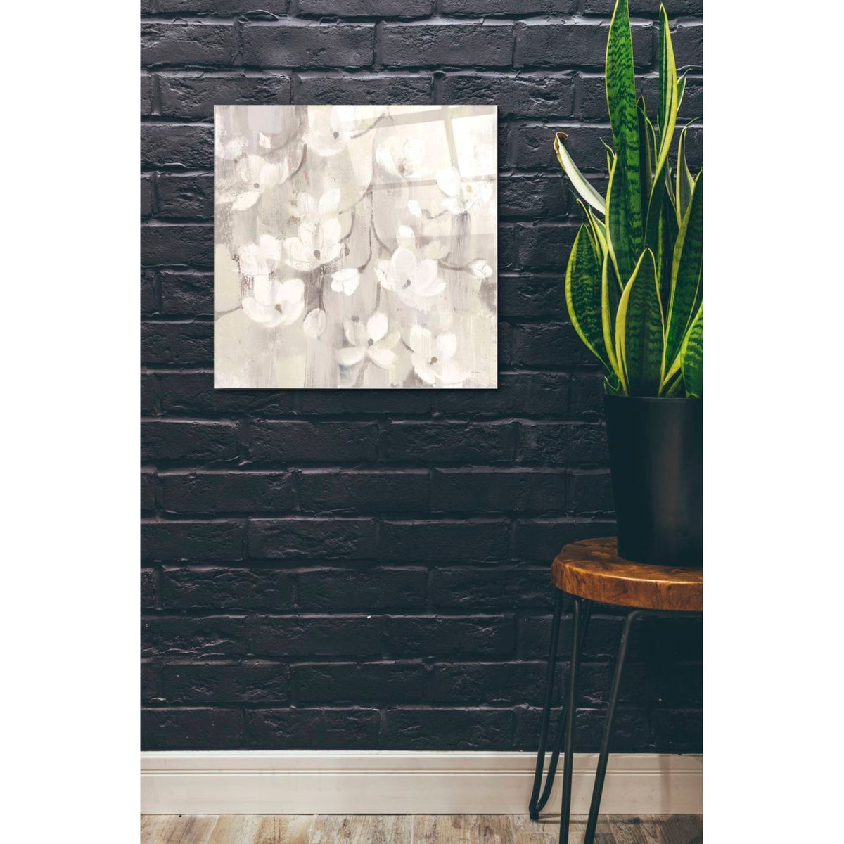 Magnolias in Spring II Neutral by Albena Hristova - 24x24 acrylic wall art in a room