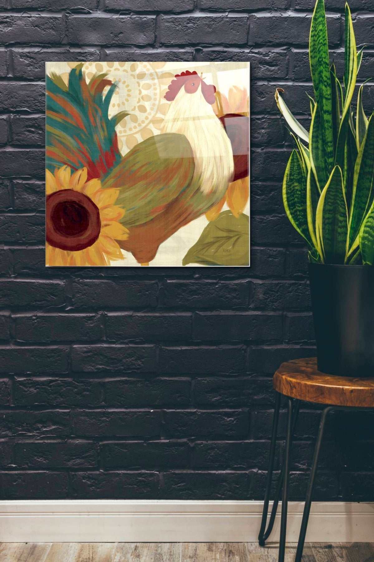 Epic Art 'Spice Roosters I' by Veronique Charron, Acrylic Glass Wall Art,24x24