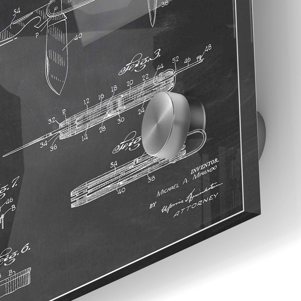 Epic Art 'Pocket Knife Blueprint Patent Chalkboard' Acrylic Glass Wall Art,24x36