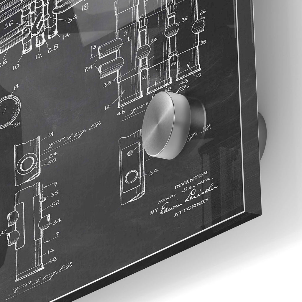 Epic Art 'Trumpet Blueprint Patent Chalkboard' Acrylic Glass Wall Art,24x36