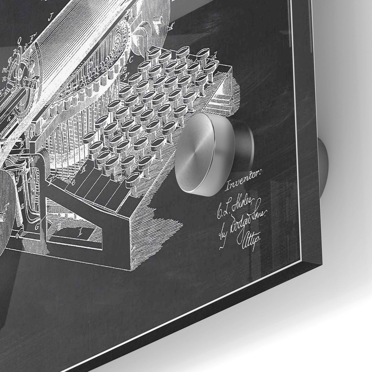 Epic Art 'Type Writing Machine Blueprint Patent Chalkboard' Acrylic Glass Wall Art,24x36