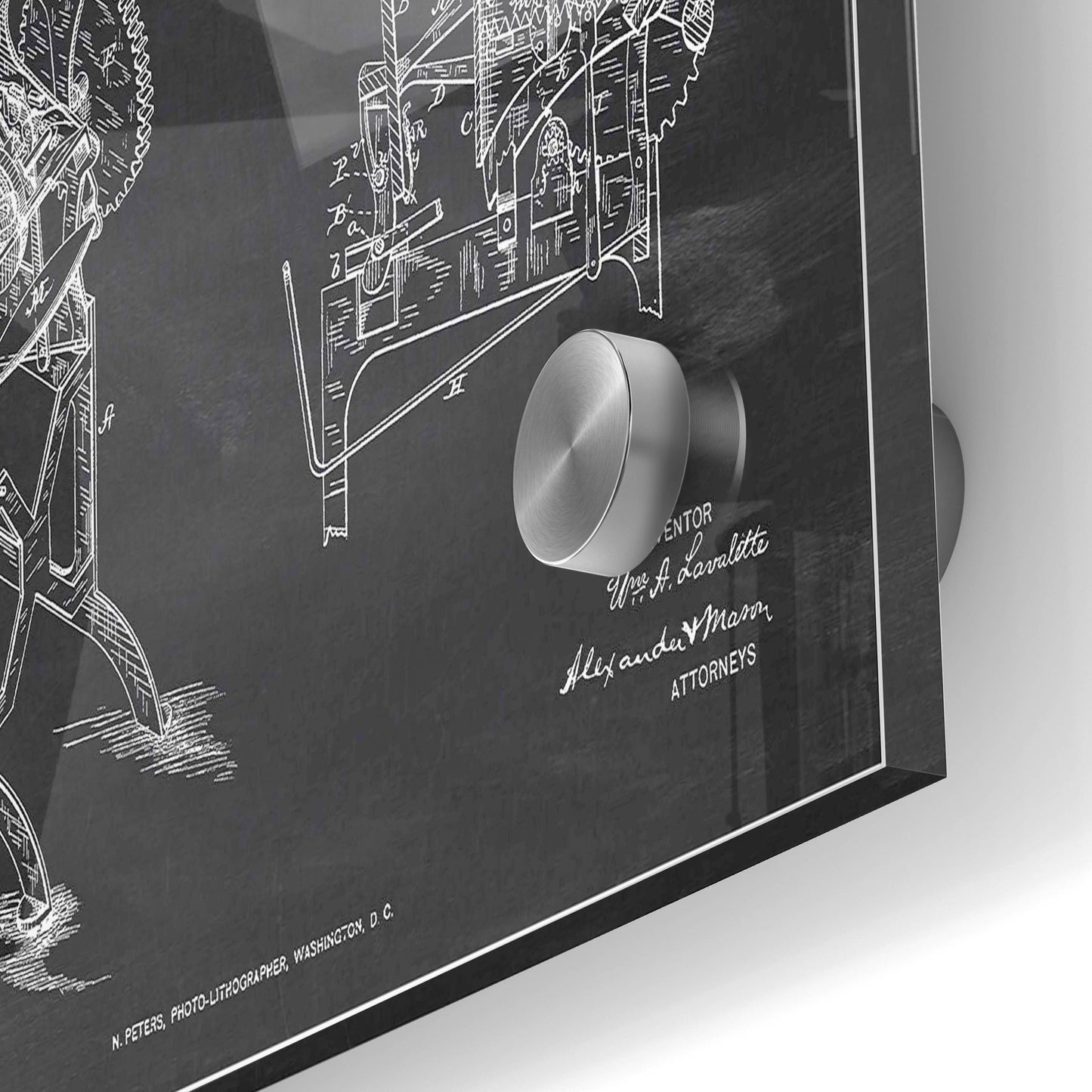 Epic Art 'Printing Press Blueprint Patent Chalkboard' Acrylic Glass Wall Art,24x36