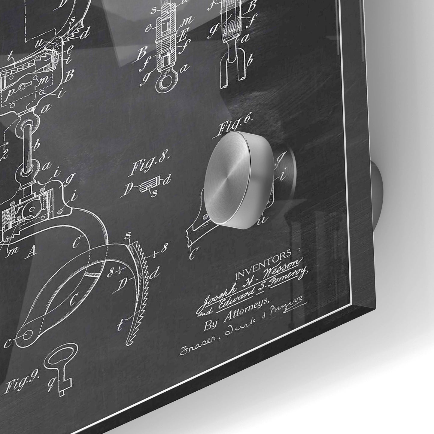 Epic Art 'Handcuffs Blueprint Patent Chalkboard' Acrylic Glass Wall Art,24x36