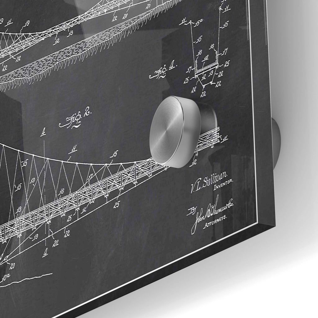 Epic Art 'Suspension Bridge Blueprint Patent Chalkboard' Acrylic Glass Wall Art,24x36