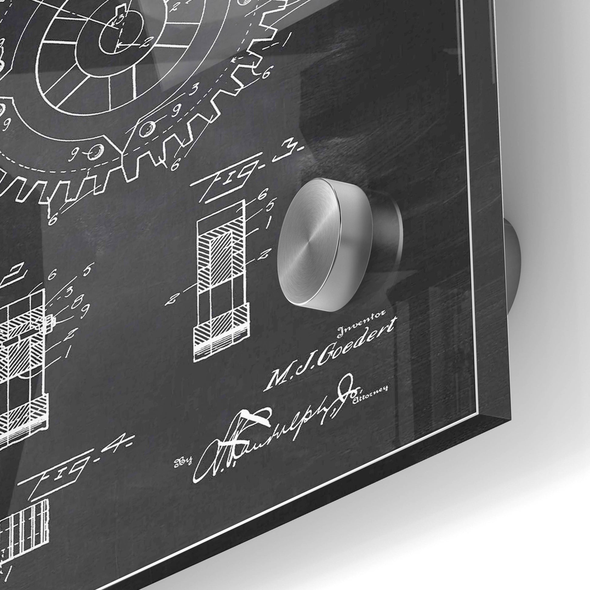 Epic Art 'Cog Wheel Blueprint Patent Chalkboard' Acrylic Glass Wall Art,24x36