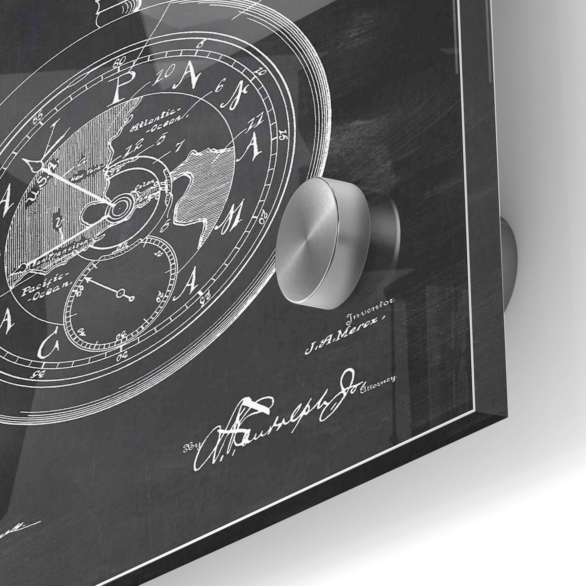 Epic Art 'Pocket Watch Blueprint Patent Chalkboard' Acrylic Glass Wall Art,24x36