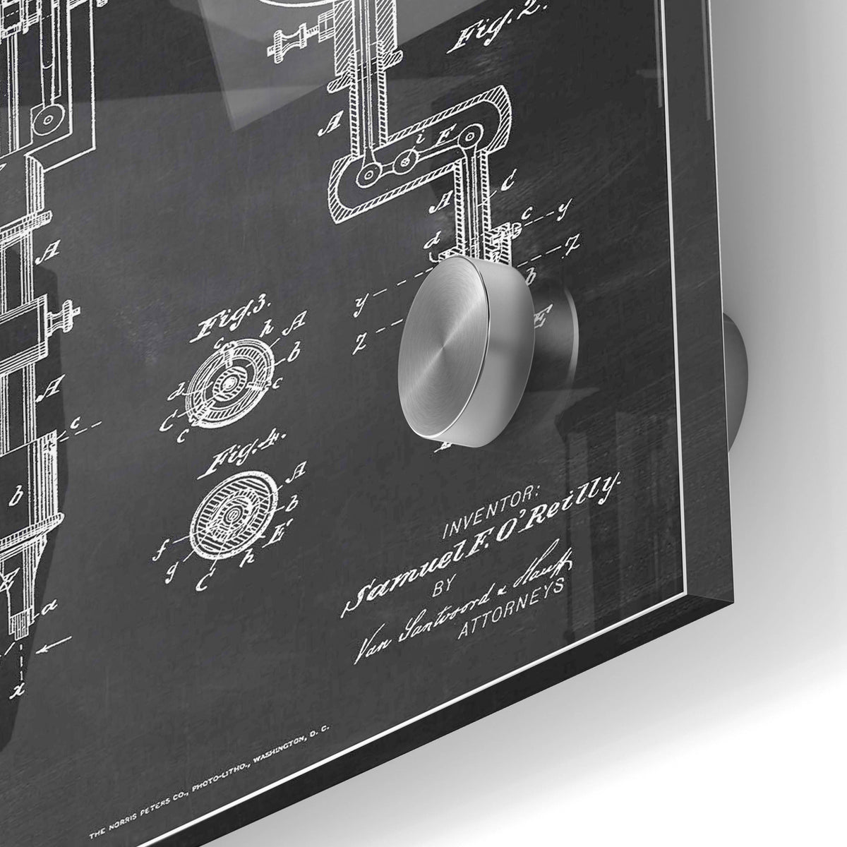 Epic Art 'Tattoo Machine Blueprint Patent Chalkboard' Acrylic Glass Wall Art,24x36