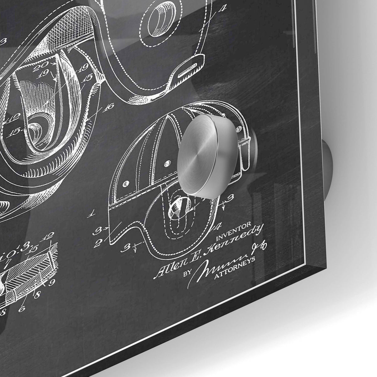 Epic Art 'Football Helmet Blueprint Patent Chalkboard' Acrylic Glass Wall Art,24x36