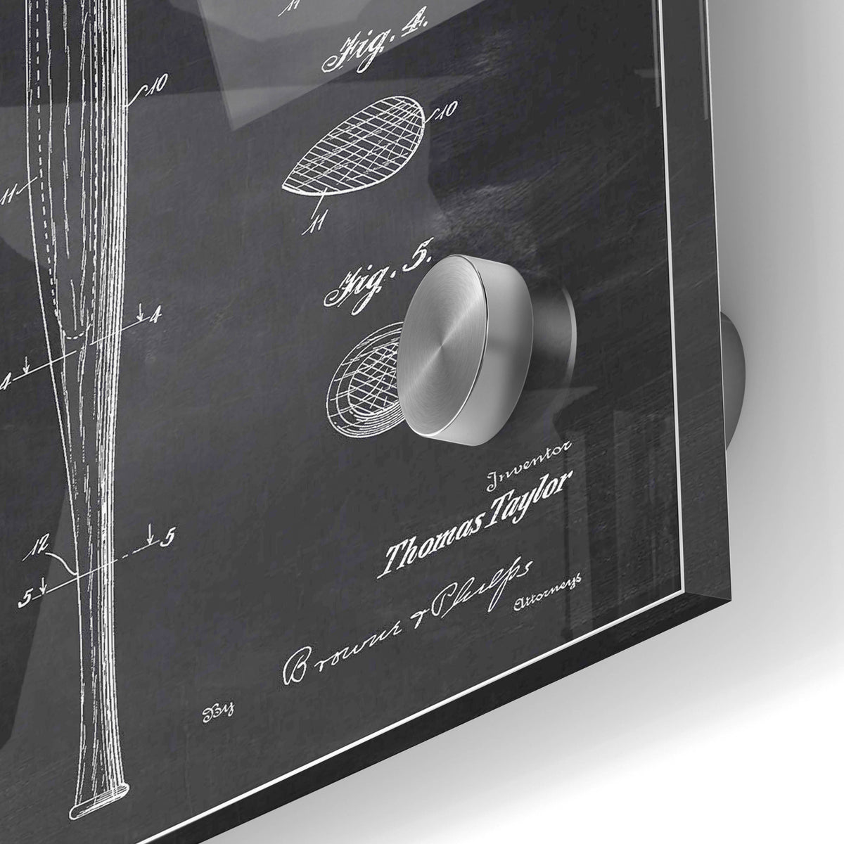 Epic Art 'Baseball Bat Blueprint Patent Chalkboard' Acrylic Glass Wall Art,24x36