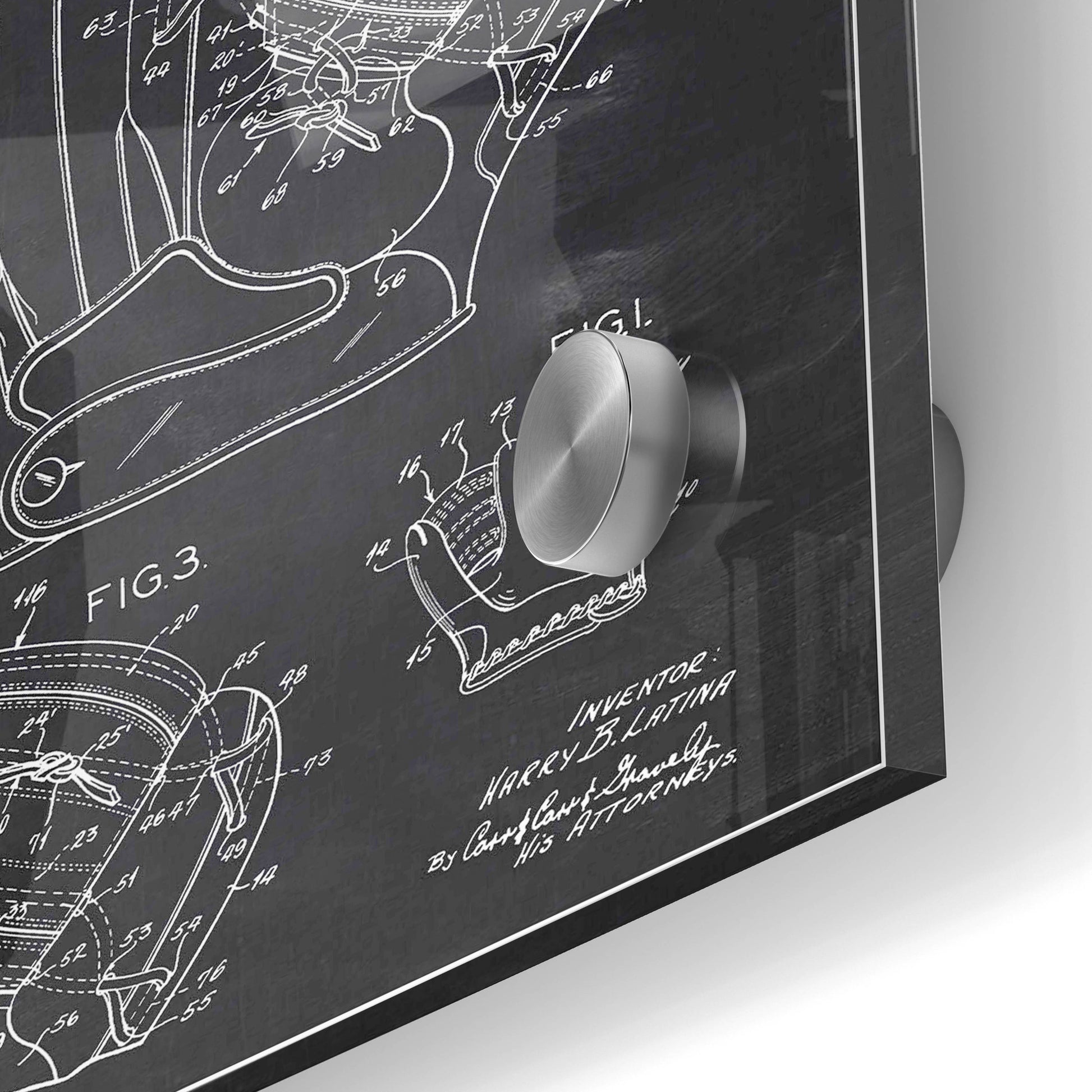 Epic Art 'Baseball Glove Blueprint Patent Chalkboard' Acrylic Glass Wall Art,24x36