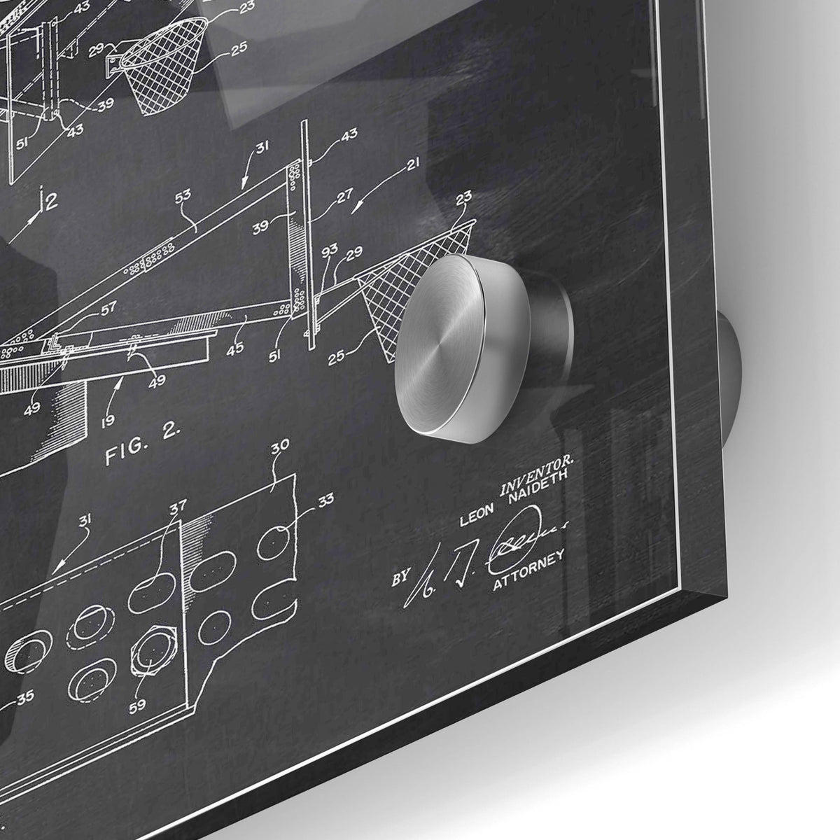 Epic Art 'Basketball Hoop and Backboard Blueprint Patent Chalkboard' Acrylic Glass Wall Art,24x36