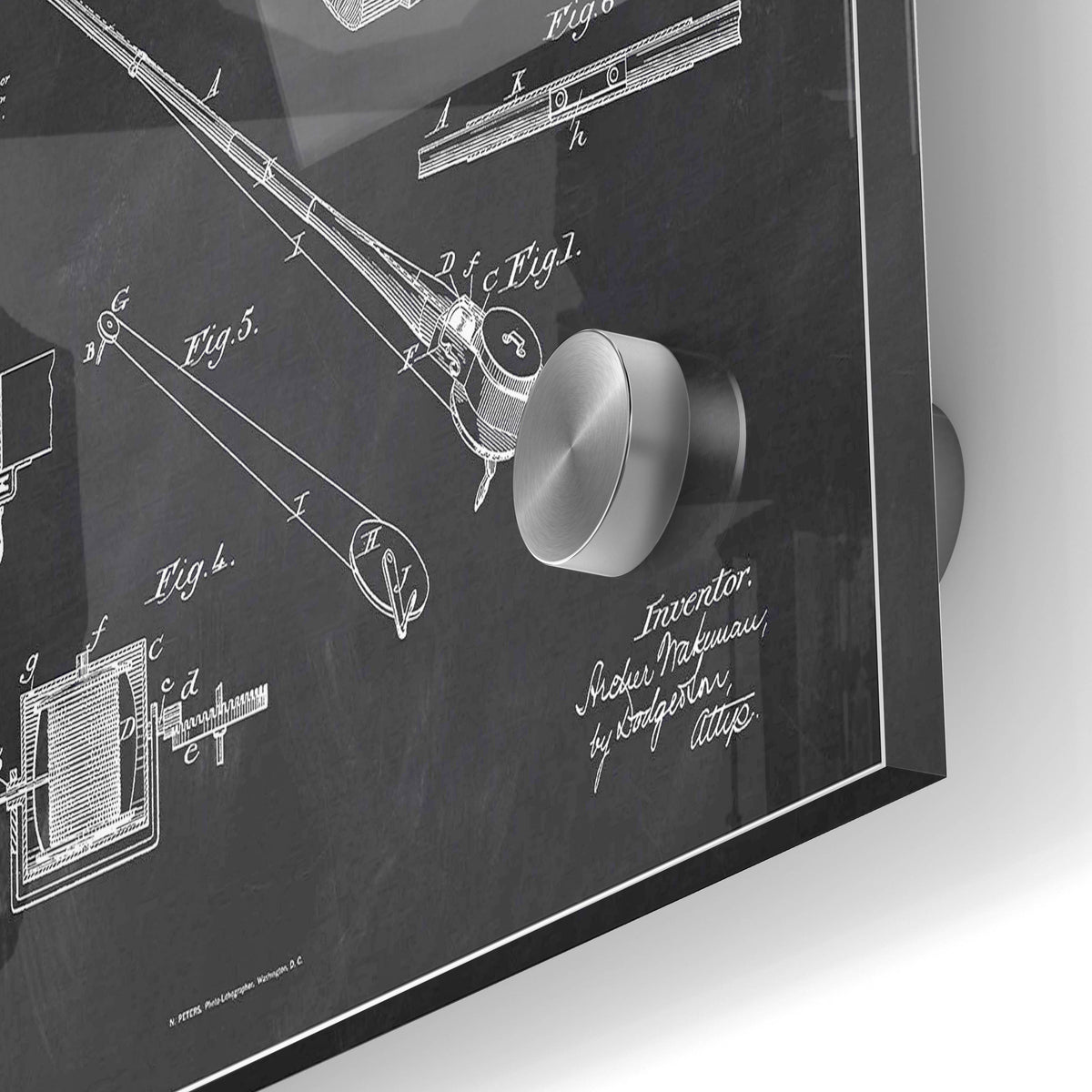 Epic Art 'Fishing Tackle Blueprint Patent Chalkboard' Acrylic Glass Wall Art,24x36
