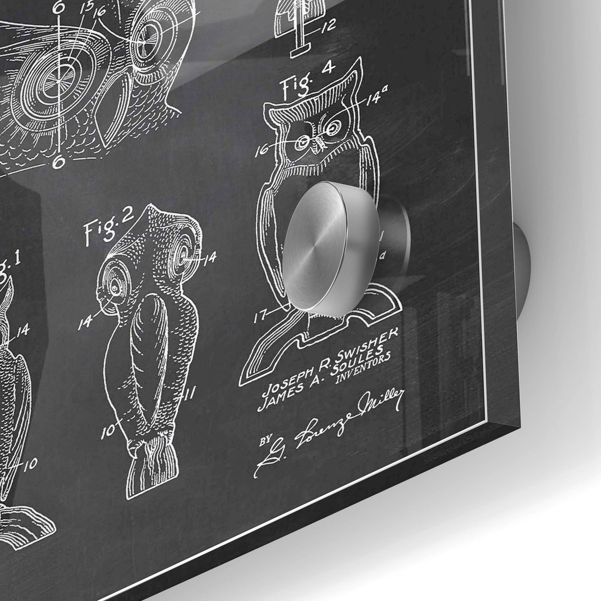 Epic Art 'Scarecrow Owl Blueprint Patent Chalkboard' Acrylic Glass Wall Art,24x36