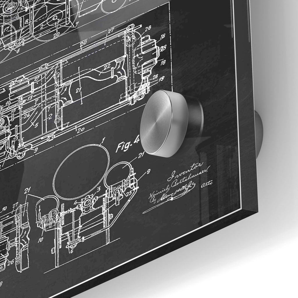 Epic Art 'Steam Locomotive Blueprint Chalkboard Patent' Acrylic Glass Wall Art,24x36