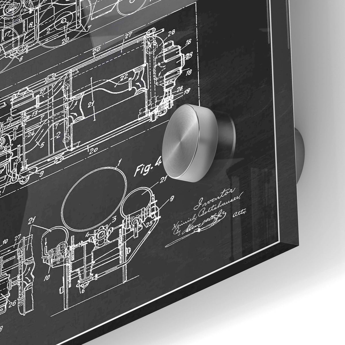 Epic Art 'Steam Locomotive Blueprint Chalkboard Patent' Acrylic Glass Wall Art,24x36