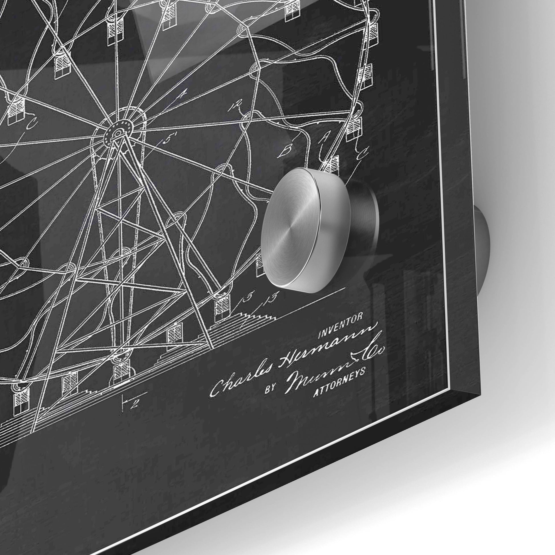 Epic Art 'Ferris Wheel, 1920 Blueprint Chalkboard Patent' Acrylic Glass Wall Art,24x36