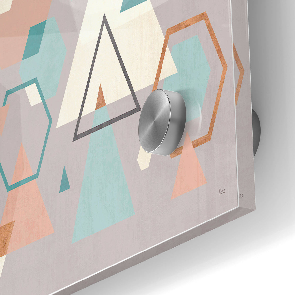 Epic Art 'Abstract Geo I Gray' by Veronique Charron, Acrylic Glass Wall Art,24x36