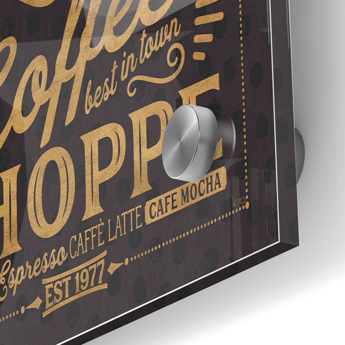 Epic Art 'Coffee and Friends IV' by Veronique Charron, Acrylic Glass Wall Art,24x36