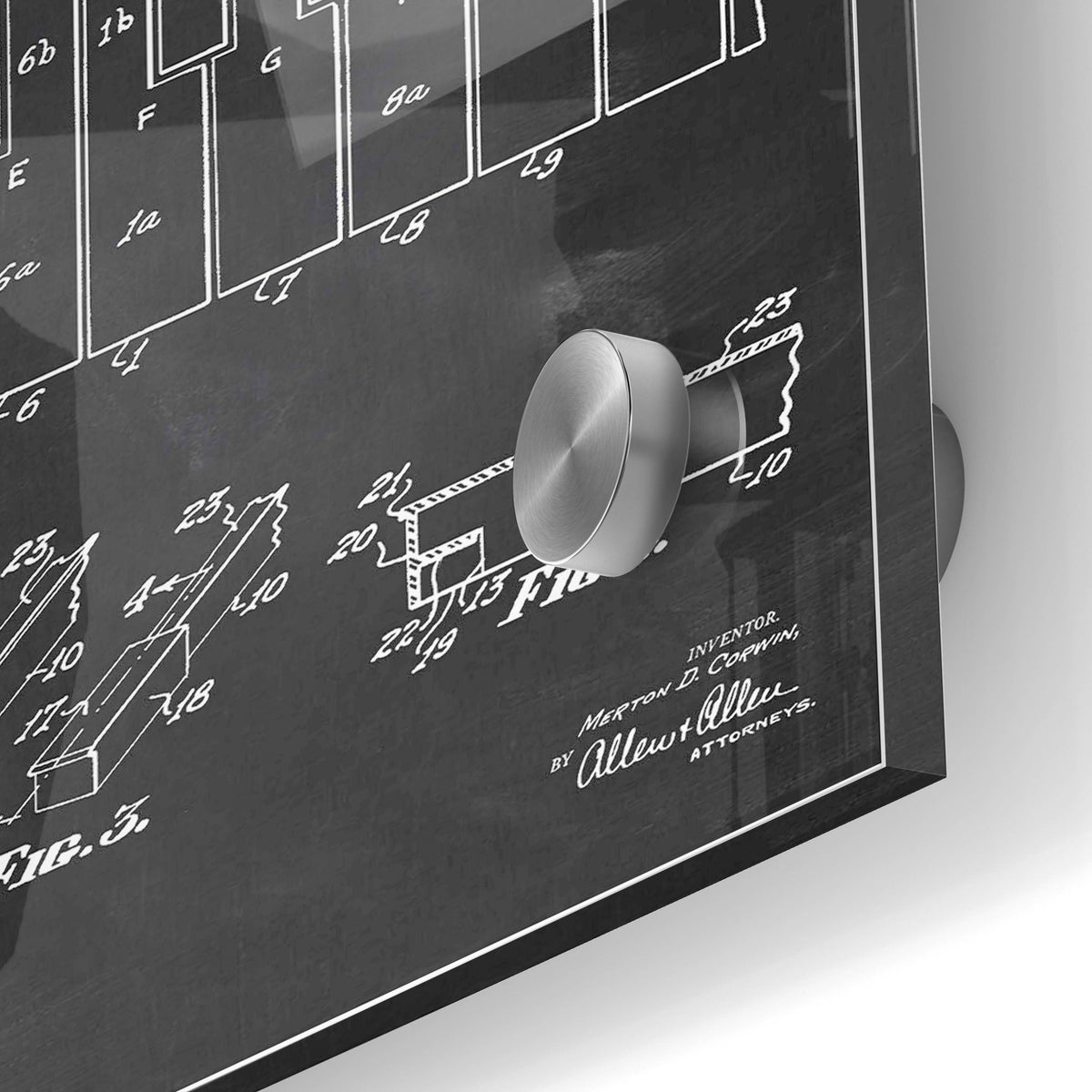 Epic Art 'Piano Keys Blueprint Patent Chalkboard' Acrylic Glass Wall Art,24x36